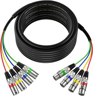 EBXYA 25 Ft XLR Snake Cables 4 Colored, 4-Channel Microphone Patch Cable XLR Male to Female, Recording Snake for Live, Recording, Studios 1 Pack
