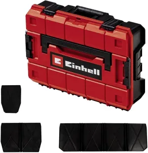 Einhell E-Case S-F System Case for Universal Storage of Tools, 44 x 32 x 13 cm External Dimensions, Max. 25 kg Load, Splashproof, Stackable, Includes 9 Plastic Compartments