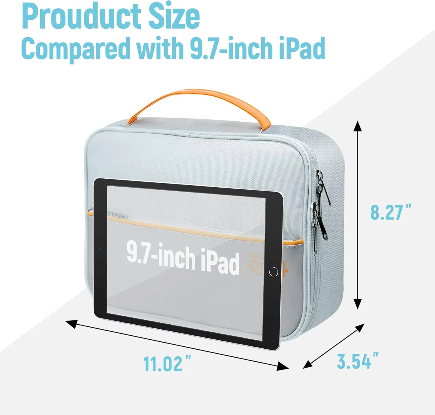 Electronics Travel Organizer, Large Double Layer Portable Waterproof Travel Organizer Bag for Charging Cable Storage, Ipad, Power Bank, Business and School ,5pcs Cable Ties-Grey