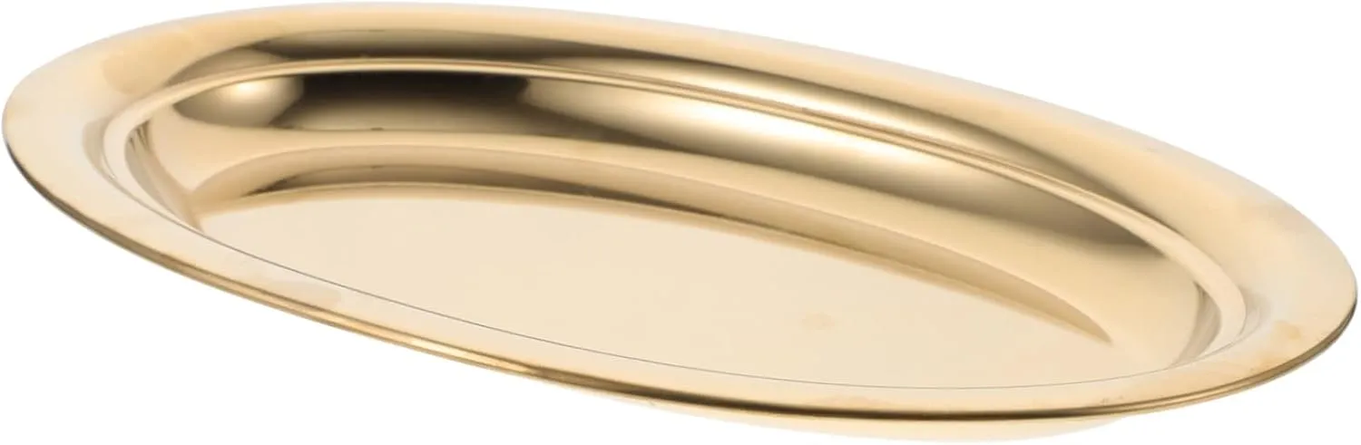 Elegant Stainless Steel Plate Dinner Plate Dessert Tray Snack Dish 1pc
