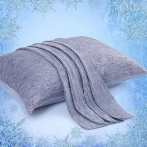 Elegear Cooling Pillow Cases for Hot Sleepers, Japanese Q-Max 0.45 Cooling Pillowcases, Both Sides(Cooling/Cotton), Breathable Soft Pillowcase for Hair and Skin, Set of 2-Blue (Queen (20'' x 30''))