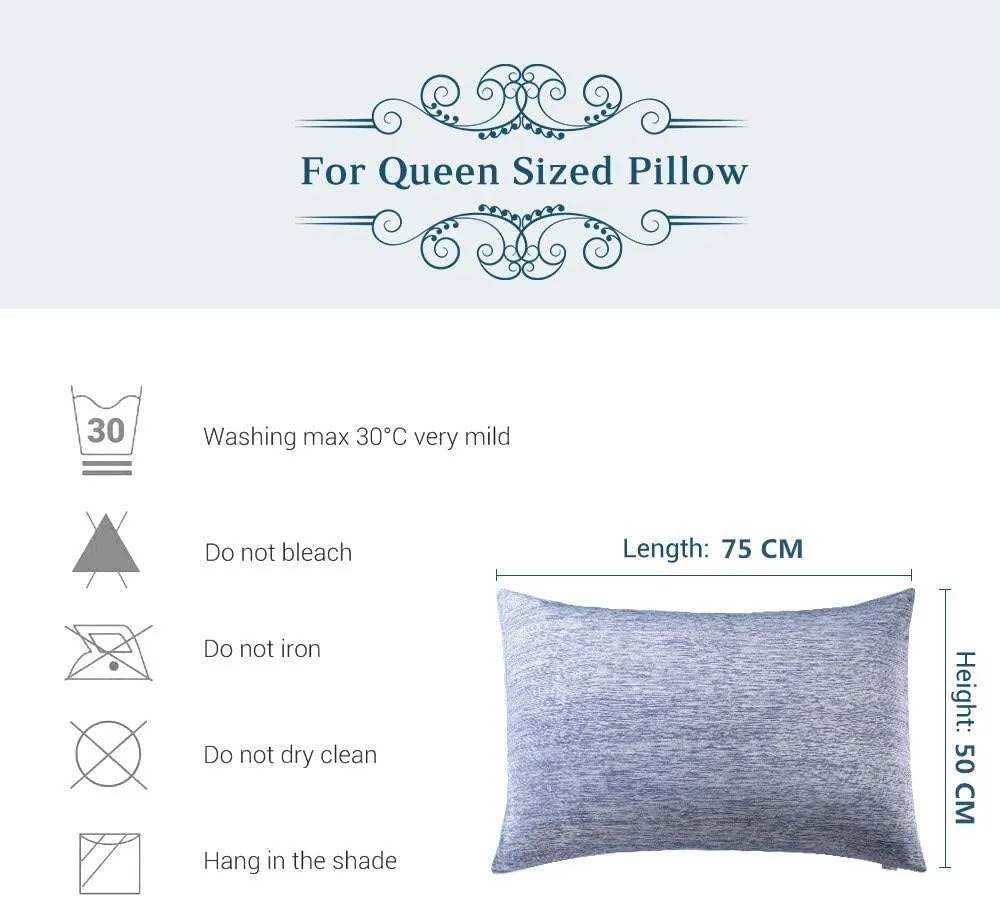 Elegear Cooling Pillow Cases for Hot Sleepers, Japanese Q-Max 0.45 Cooling Pillowcases, Both Sides(Cooling/Cotton), Breathable Soft Pillowcase for Hair and Skin, Set of 2-Blue (Queen (20'' x 30''))