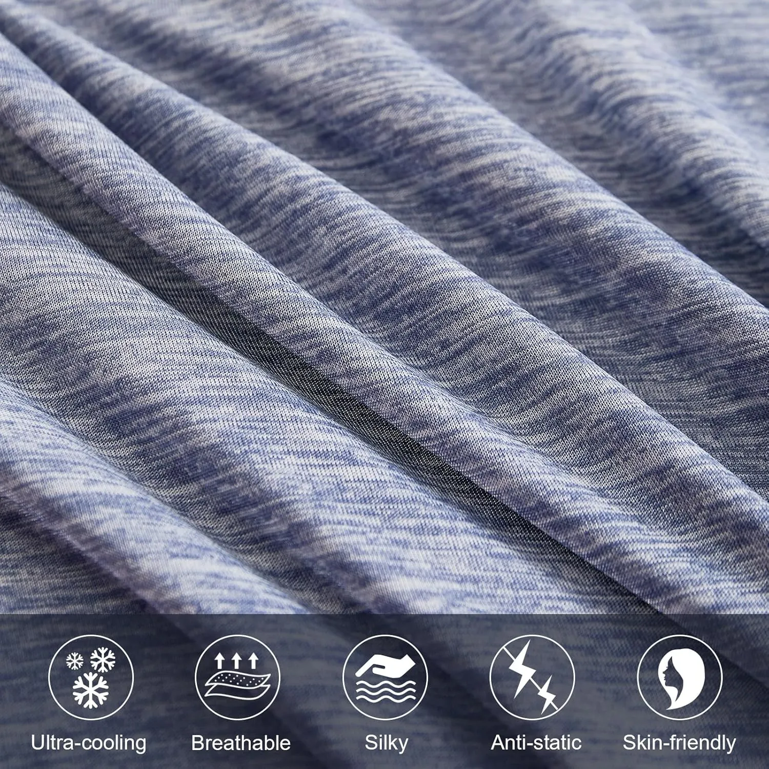 Elegear Cooling Pillow Cases for Hot Sleepers, Japanese Q-Max 0.45 Cooling Pillowcases, Both Sides(Cooling/Cotton), Breathable Soft Pillowcase for Hair and Skin, Set of 2-Blue (Queen (20'' x 30''))