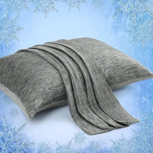 Elegear Cooling Pillow Cases for Hot Sleepers, Japanese Q-Max 0.45 Cooling Pillowcases, Both Sides(Cooling/Cotton), Breathable Soft Pillowcase for Hair and Skin, Set of 2-Dark Gray Standard 20" x 26"
