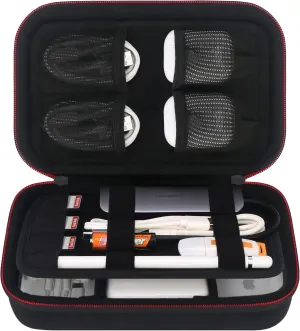 Elonbo Hard Travel Cords Organizer Universal Small Electronic Accessories Carrying Case for Chargers Cables MacBook Adapter Magic Mouse Apple Pencil USB Flash Disk Tech Portable Storage Bag, Black
