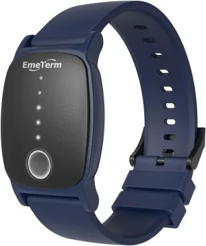 EmeTerm Explore Navy Blue Anti-Nausea Wristband IP67 Waterproof Morning Motion Travel Sickness Vomit Relief Rechargeable Classic Strap Design No Gel Drug Free Without Side Effects