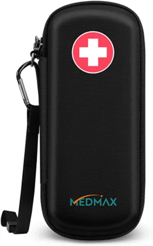 Epipen Medical Carrying Case, Hard Shell EVA Shock Absorption Travel Medication Organizer Bag Emergency Medical Pouch Holds 2 EpiPens, Asthma Inhaler, Auvi-Q, Allergy Supplies (Black)