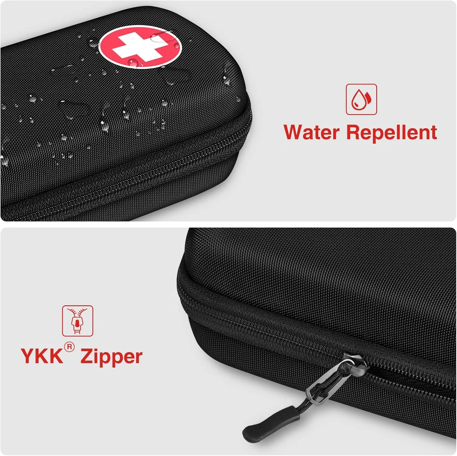 Epipen Medical Carrying Case, Hard Shell EVA Shock Absorption Travel Medication Organizer Bag Emergency Medical Pouch Holds 2 EpiPens, Asthma Inhaler, Auvi-Q, Allergy Supplies (Black)