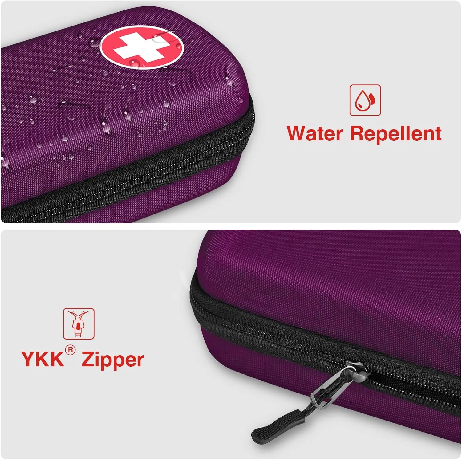 Epipen Medical Carrying Case, Hard Shell EVA Shock Absorption Travel Medication Organizer Bag Emergency Medical Pouch Holds 2 EpiPens, Asthma Inhaler, Auvi-Q, Allergy Supplies (Purple)
