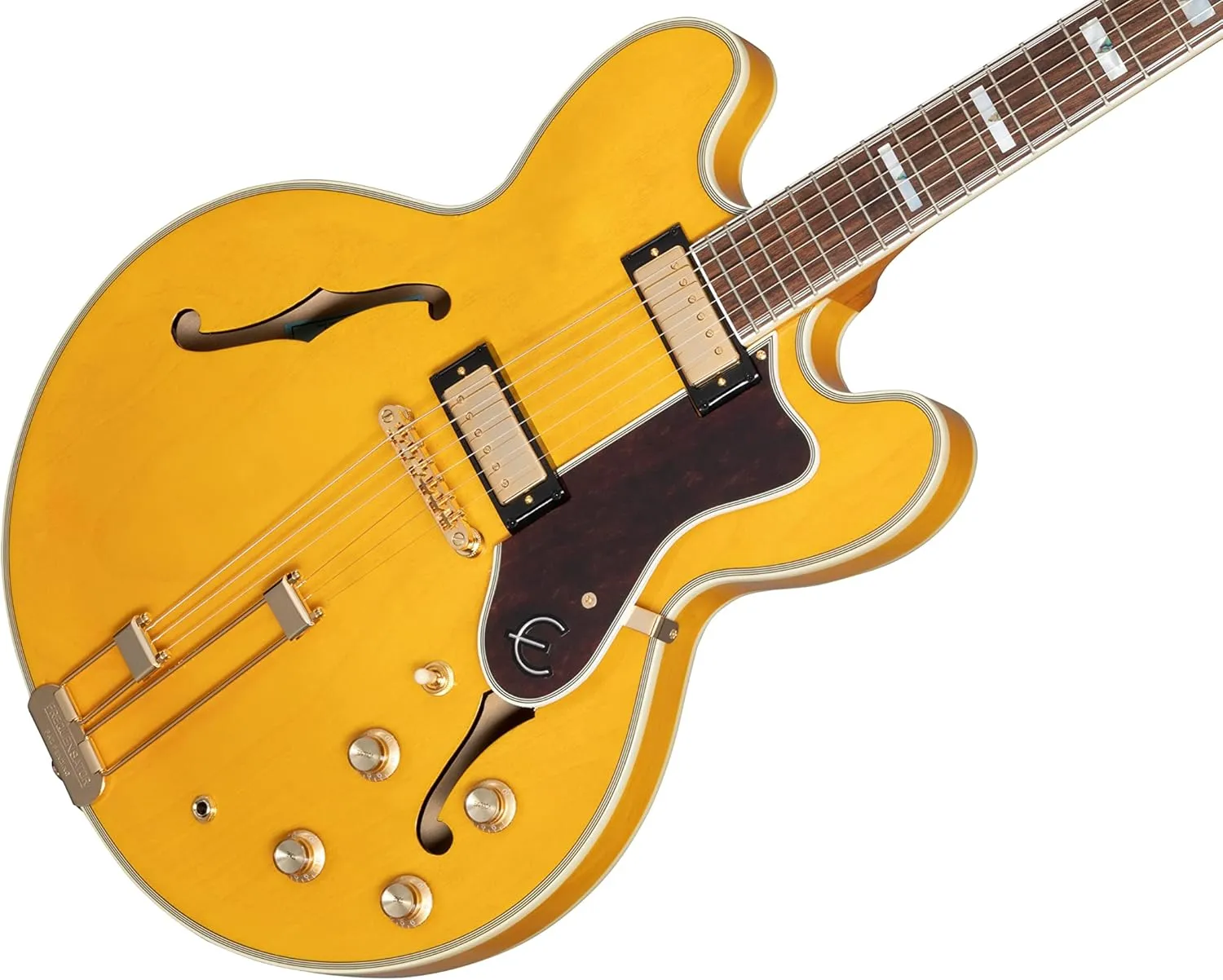 Epiphone Sheraton Semi Hollow Body, Natural and Gold Hardware with Gig Bag