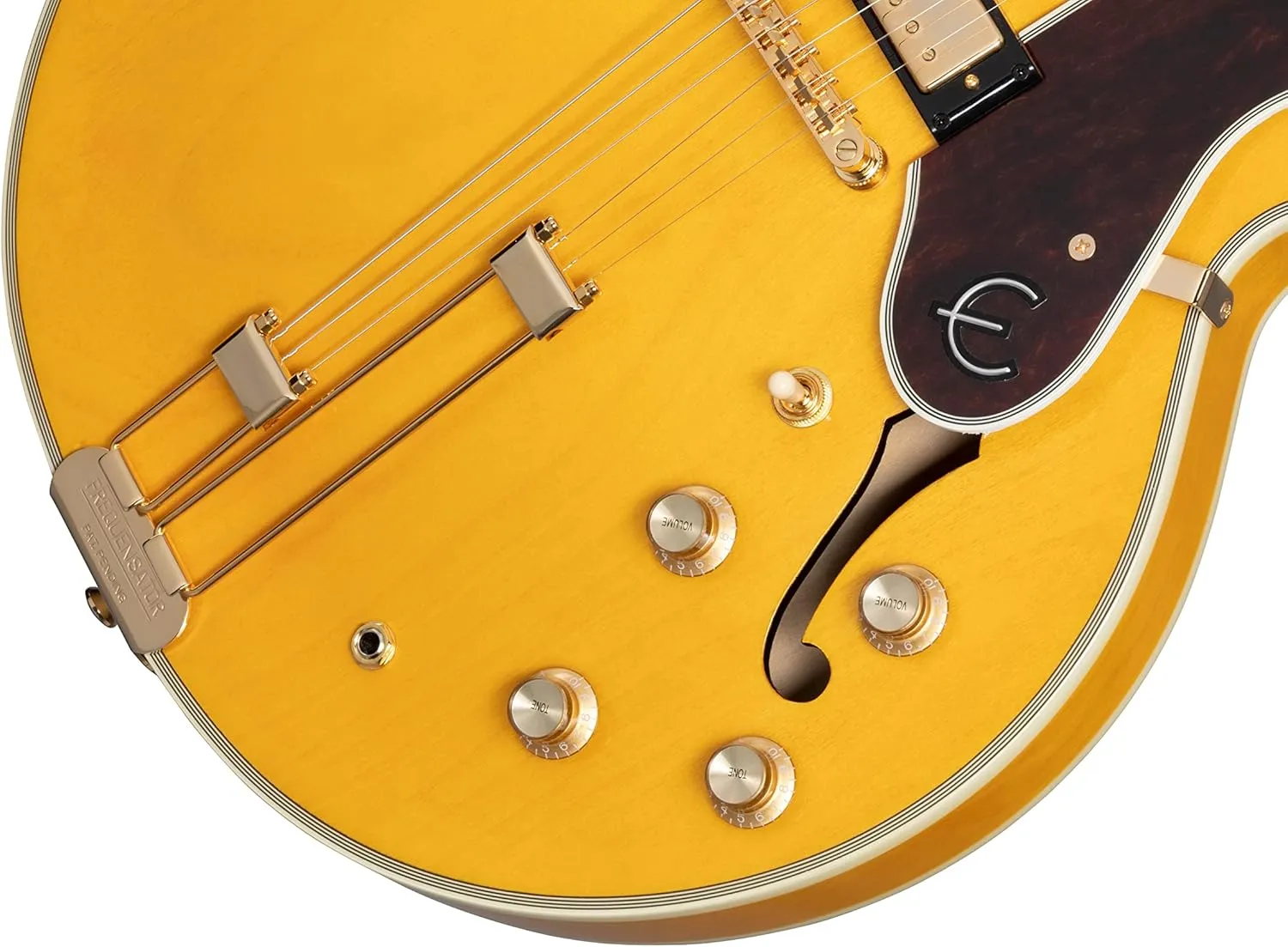 Epiphone Sheraton Semi Hollow Body, Natural and Gold Hardware with Gig Bag