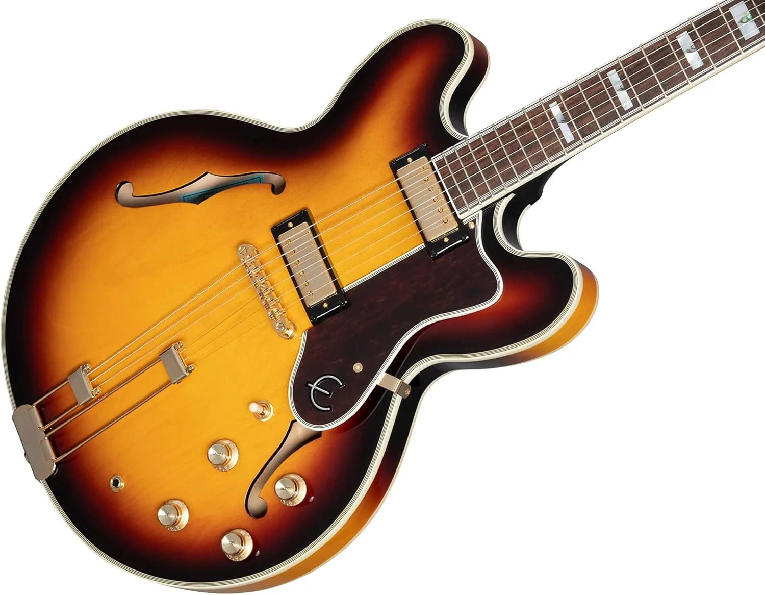 Epiphone Sheraton Semi Hollow Body, Vintage Sunburst and Gold Hardware with Gig Bag