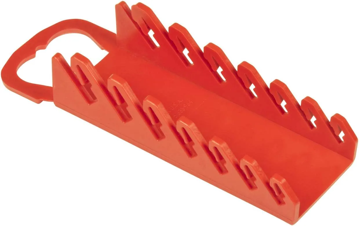 Ernst Manufacturing - 5072-Red Gripper Stubby Wrench Organizer, 7 Tool, Red