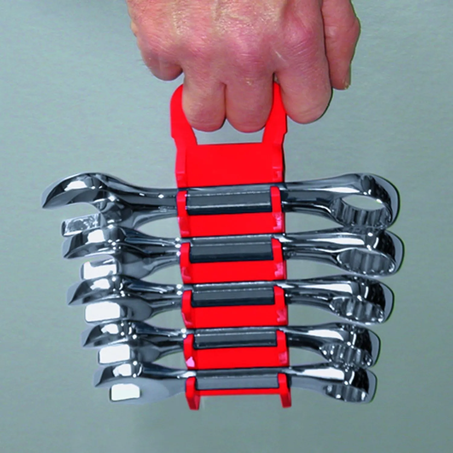 Ernst Manufacturing - 5072-Red Gripper Stubby Wrench Organizer, 7 Tool, Red