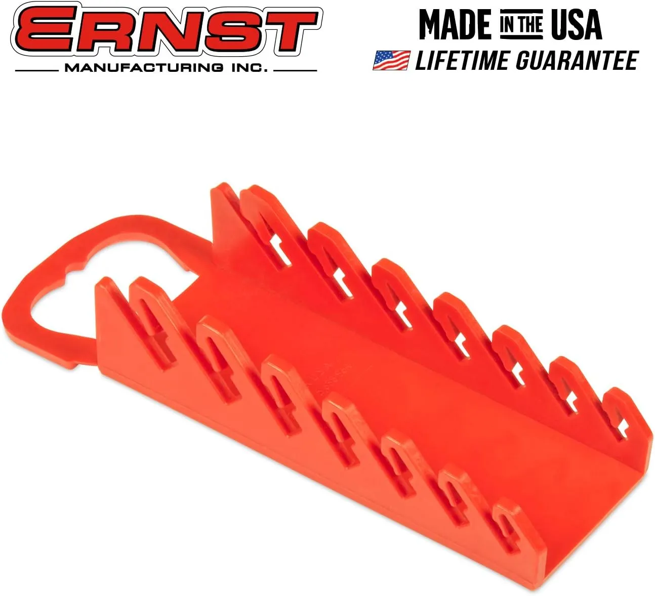 Ernst Manufacturing - 5072-Red Gripper Stubby Wrench Organizer, 7 Tool, Red