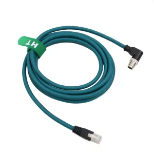Ethernet Network Cable, for Cognex Baumer Basler Sick Vision Camera Sensor Barcode Reader, Right Angle M12 8 Pin X-Coded Male to RJ45 CAT7e (10m)