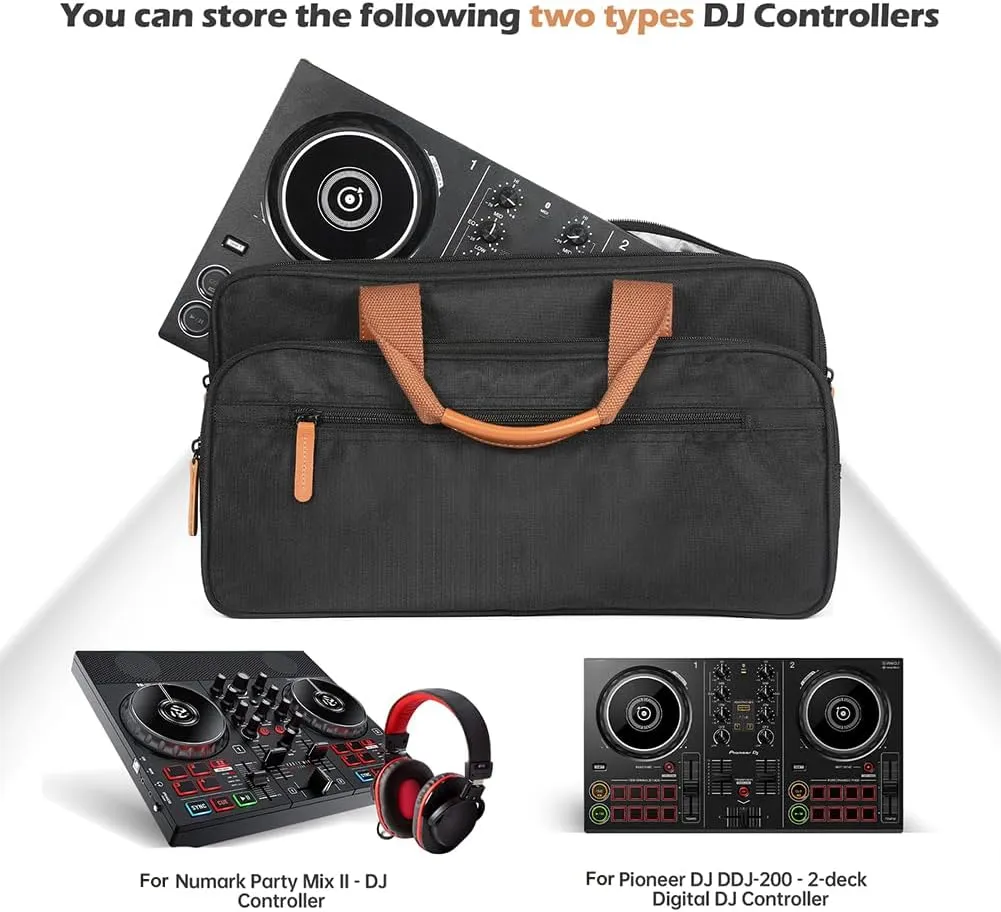 EVA DJ Disc Player Carrying Case for Numark Party Mix II/Pioneer DJ DDJ-200, Dustproof Large Capacity Travel Carrying Storage Bags with PU Handle for DJ Controllers-Small Size