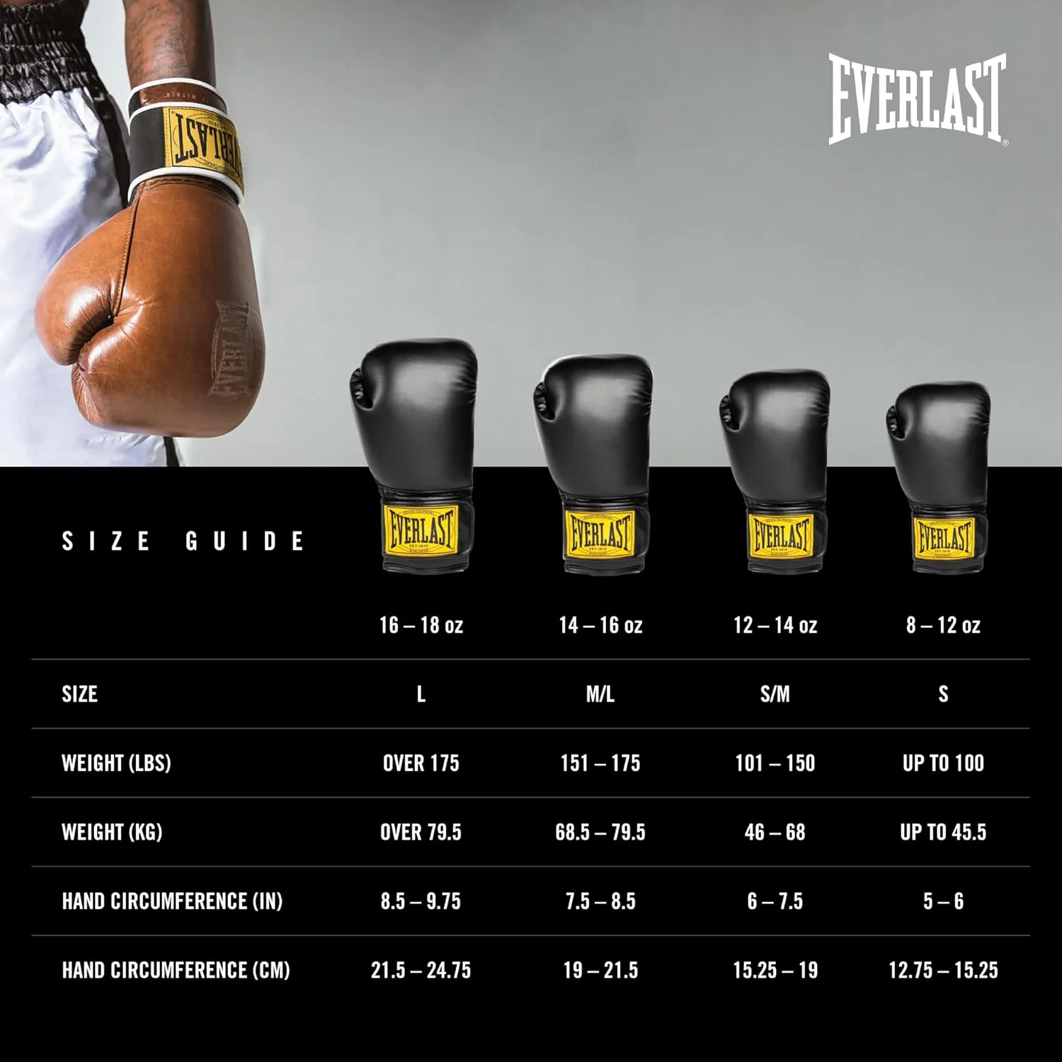 Everlast 1910 Boxing Gloves | Advanced Gloves for Men and Women | Hook and Loop with Triple-Layer Foam & Wrist Support for Injury Prevention | Heavy Bag & Speedbag Training