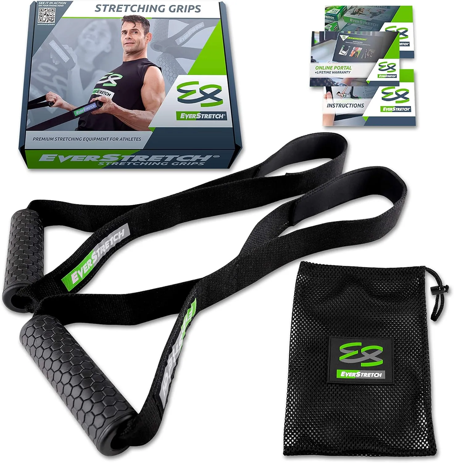 EverStretch Stretching Grips Premium Stretching Equipment for Athletes. Stretch Straps to Reach Impossible Positions Without Discomfort. Great for Physical Therapy and Rehabilitation Exercises.