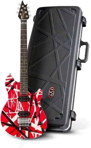 EVH Wolfgang Special Striped Electric Guitar (Red, Black, and White) Bundle with EVH Hardshell Case (2 items)