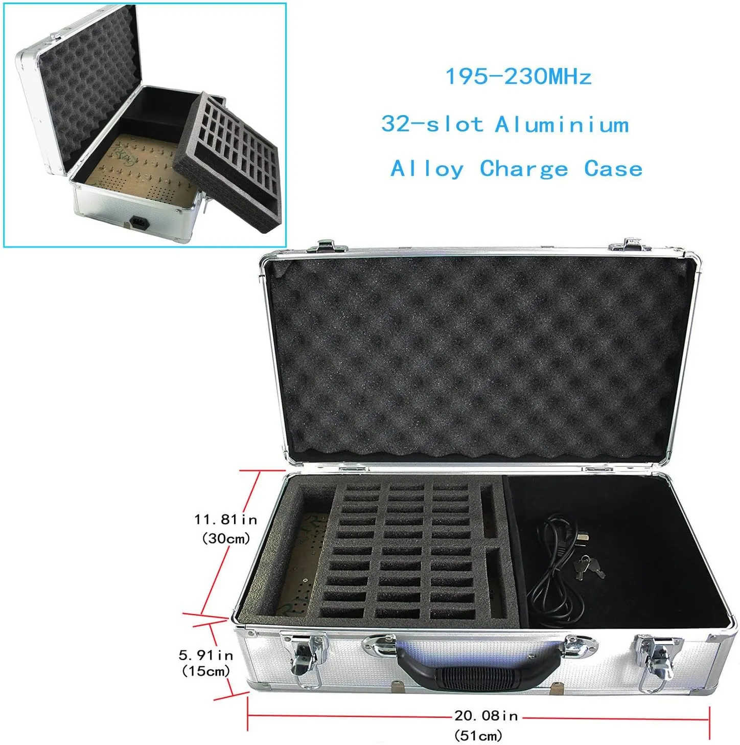EXMAX ATG-100T 195MHz Wireless Tour Guide System Voice Audio Transmission  32-Slot Charge Case for School Teaching Tour Guides Conference Church Translation City Trip(2 Transmitters and 30 Receivers)