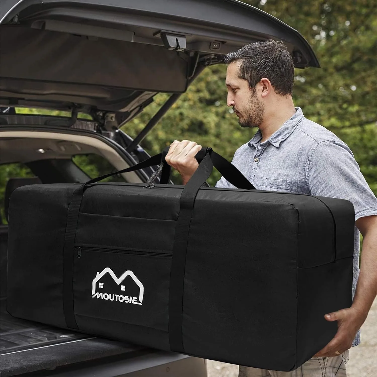 Extra Large Duffle Bag for Travel, 150L Camping Sports Equipment Storage, Waterproof Foldable Luggage Bag with Padded Handles (Black)