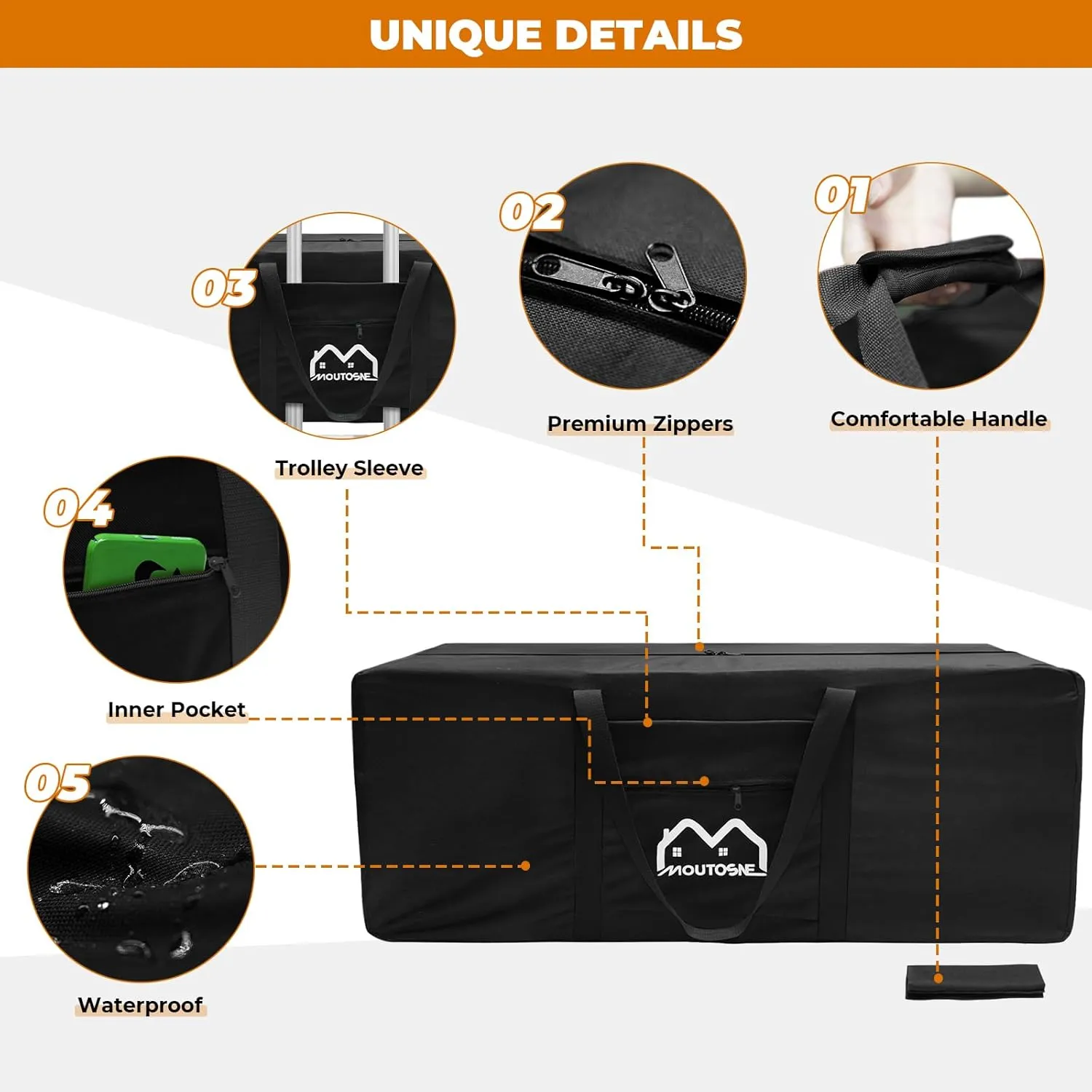 Extra Large Duffle Bag for Travel, 150L Camping Sports Equipment Storage, Waterproof Foldable Luggage Bag with Padded Handles (Black)