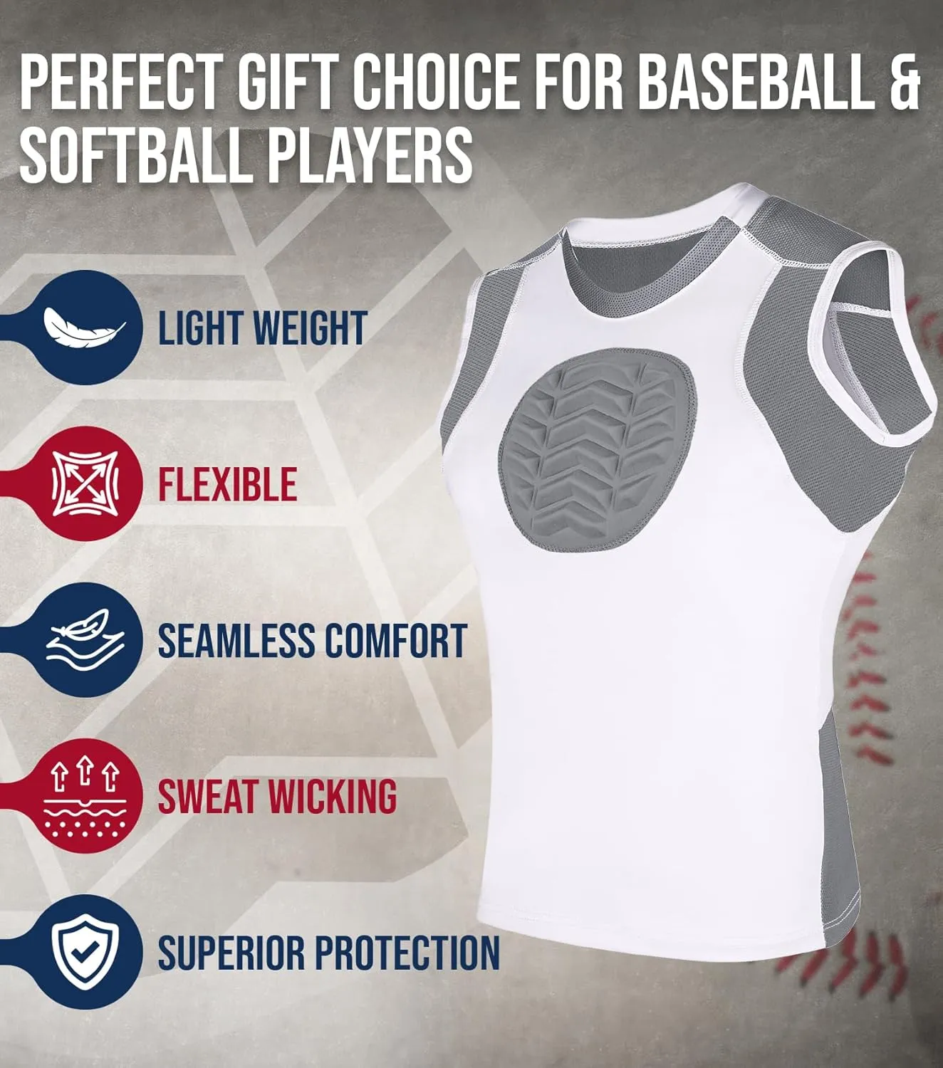 Exxact Sports Youth Baseball and Softball Chest Protector, Padded Sternum Guard for Girls
