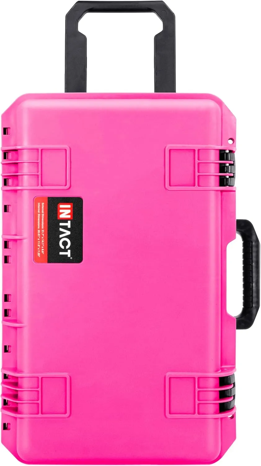 Eylar 22 Inch Intact Premium Series Hard Rolling Carry-On Travel Case, Lightweight and Durable Design with Foam (Pink)