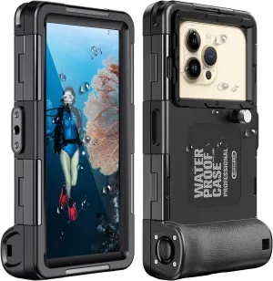 Ezanmull Waterproof Underwater Snorkeling Diving Phone Case for iPhone 16/15/14/13/12/11 Pro Max Galaxy S25/S24/S23/S22，[50ft/15m] Professional Scuba Diving Case Underwater Photo Video Cover - Black