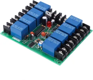 Fafeicy Multifunction Relay, 8 Channels Power Time Sequence Board 12V DC/AC Time Sequence Module Adjustable Sequential Controller Module-0.2-4.0s, for Audio Equipment, Electronic Components