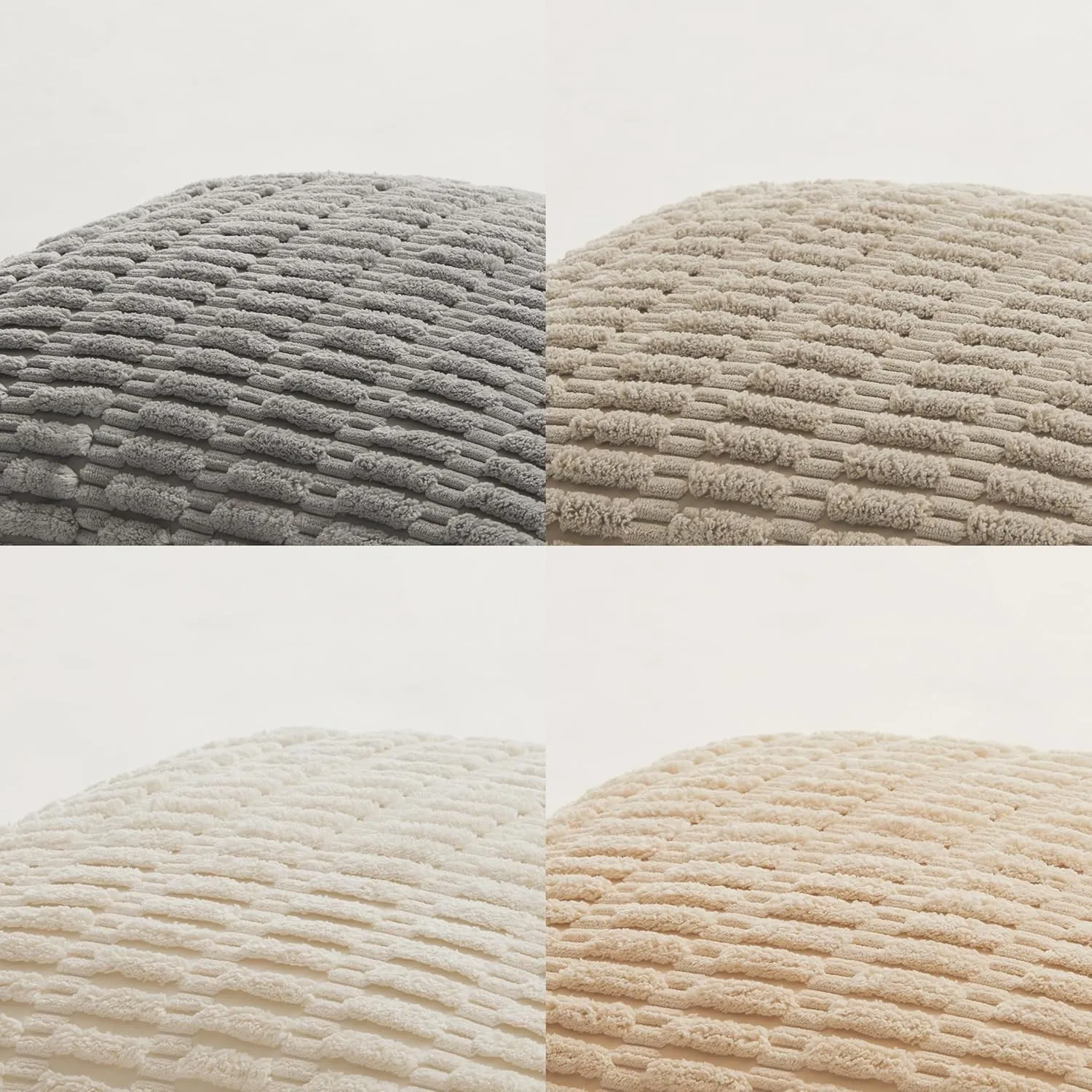 Fancy Homi 4 Packs Neutral Decorative Throw Pillow Covers 18x18 Inch for Living Room Couch Bed Sofa, Rustic Farmhouse Boho Home Decor, Soft Plush Striped Corduroy Square Cushion Case 45x45 cm