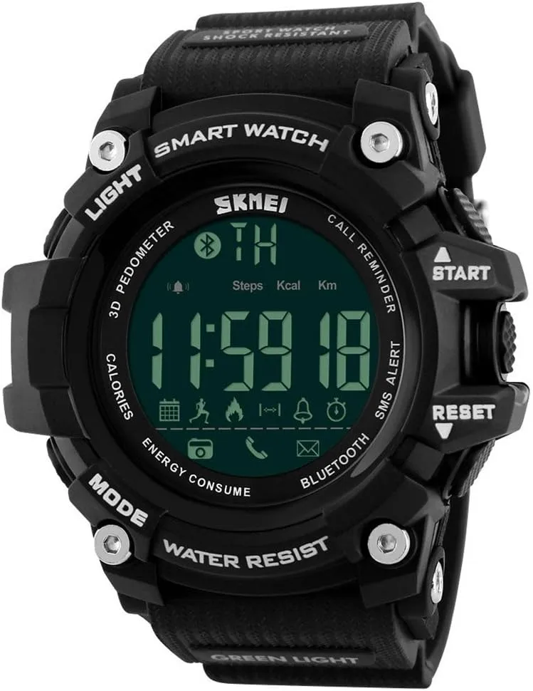 FANMIS Men's Sports Watch Multifunction Waterproof Alarm Led Digital Watches (Black)