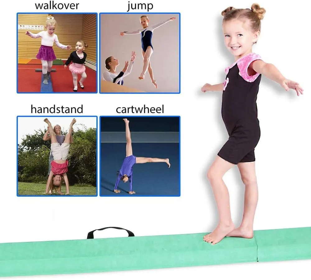 FBSPORT 8ft/9ft/9.5/10ft Balance Beam: Folding Floor Gymnastics Equipment for Kids Adults,Non Slip Rubber Base, Gymnastics Beam for Training, Physical Therapy and Professional Home Training