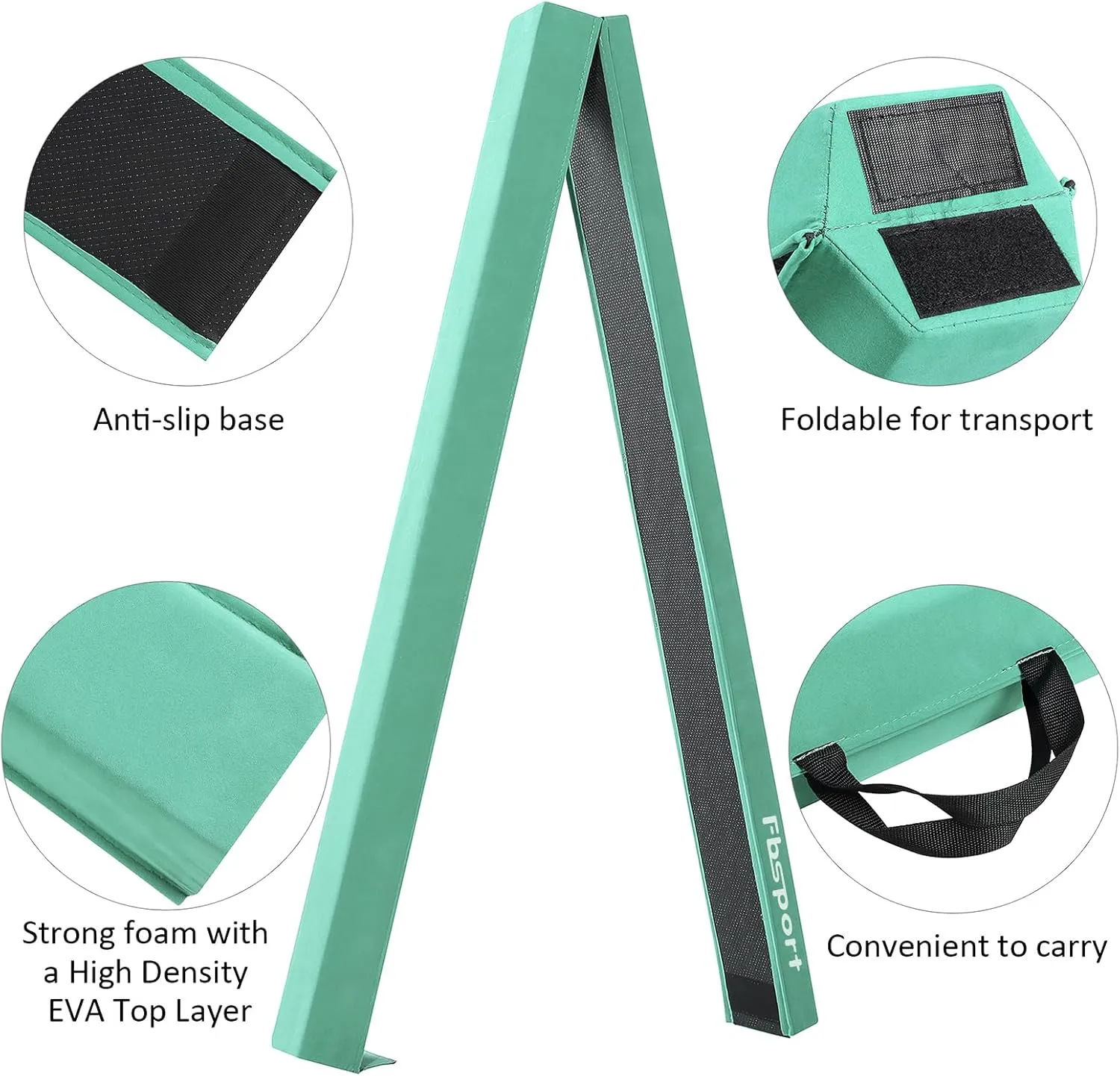 FBSPORT 8ft/9ft/9.5/10ft Balance Beam: Folding Floor Gymnastics Equipment for Kids Adults,Non Slip Rubber Base, Gymnastics Beam for Training, Physical Therapy and Professional Home Training