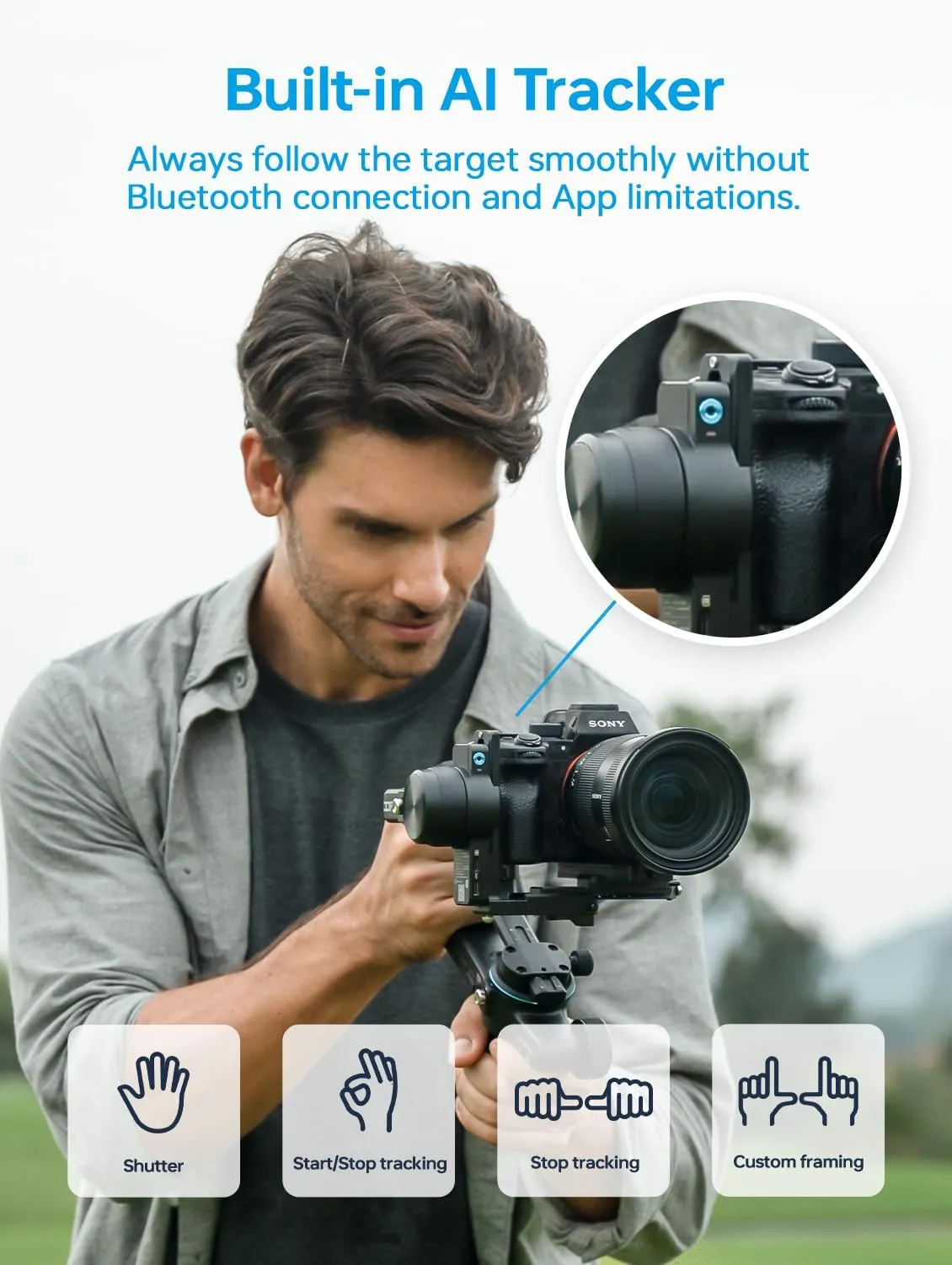 FeiyuTech Official SCORP 2 Gimbal Stabilizer for Camera,3-Axis Gimbal Stabilizer for Canon/Sony/Panasonic/Nikon/Fujifilm,5.51lb Payload,Built-in AI Tracking Module,Bluetooth/Cable Control, STD KIT
