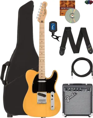 Fender Affinity Series Telecaster - Butterscotch Blonde Bundle with Frontman 10G Amplifier, Gig Bag, Tuner, Instrument Cable, Strap, Picks, and Austin Bazaar Instructional DVD