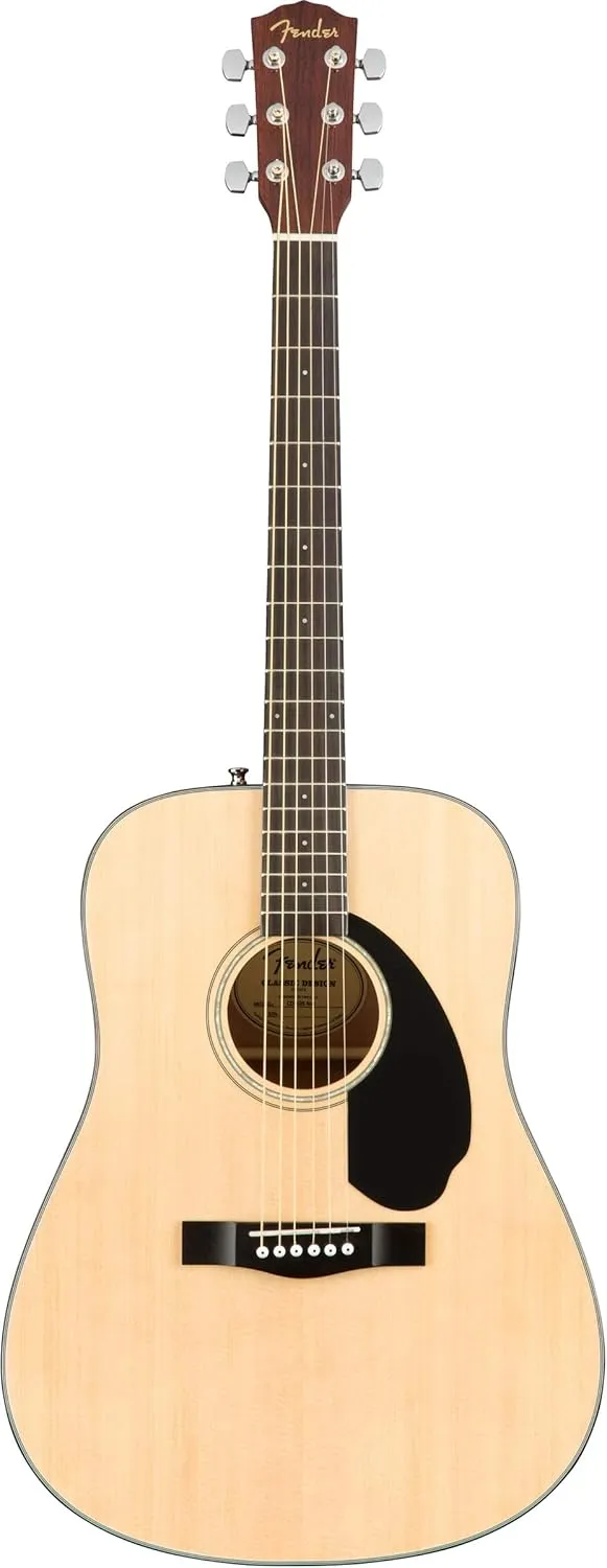 Fender CD-60S Solid Top Dreadnought Acoustic Guitar - Natural Bundle with Gig Bag, Tuner, Strap, Strings, Picks, and Austin Bazaar Instructional DVD