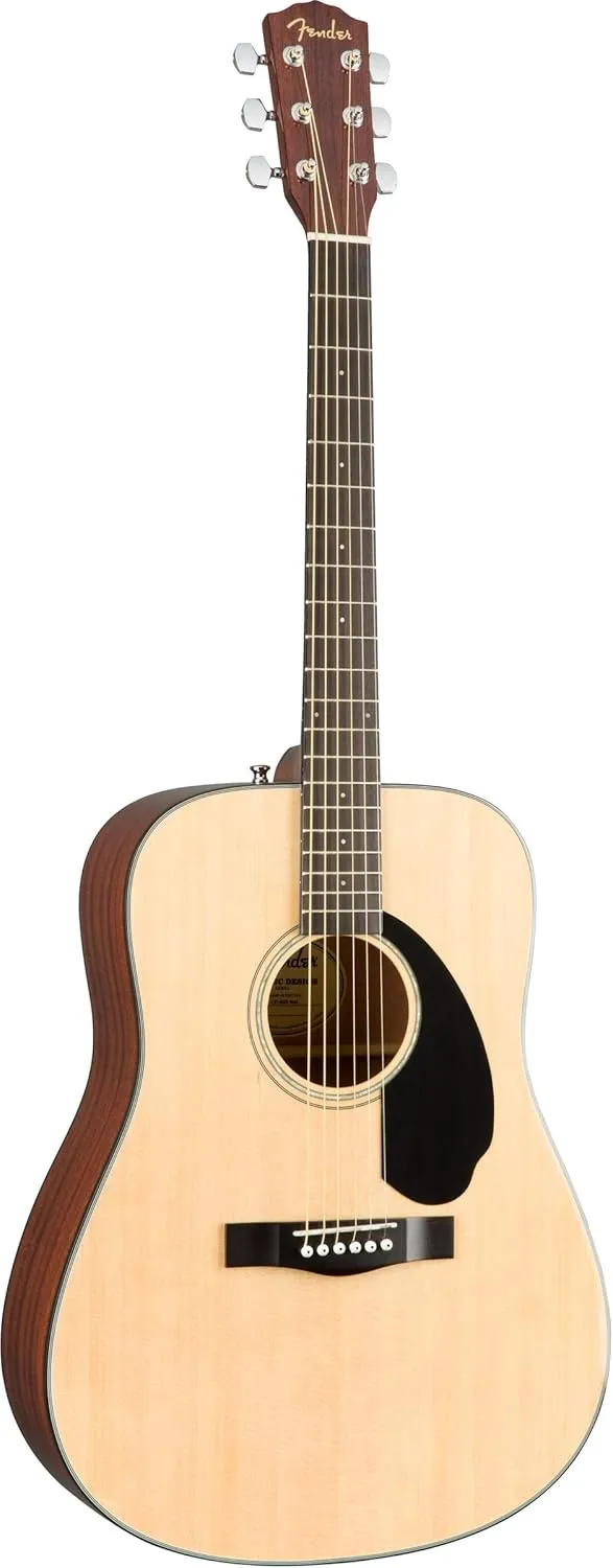 Fender CD-60S Solid Top Dreadnought Acoustic Guitar - Natural Bundle with Gig Bag, Tuner, Strap, Strings, Picks, and Austin Bazaar Instructional DVD
