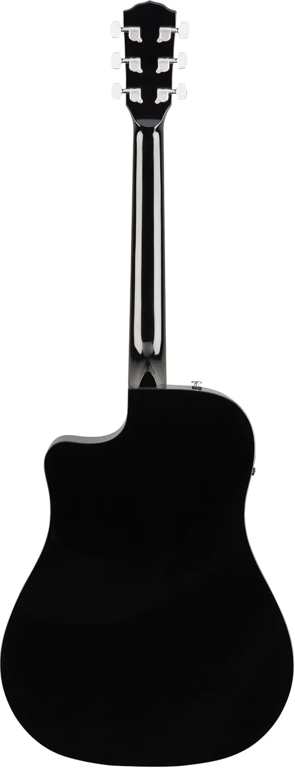 Fender CD-60SCE Solid Top Dreadnought Acoustic-Electric Guitar - Black Bundle with Gig Bag, Cable, Tuner, Strap, Strings, Picks, Austin Bazaar Instructional DVD, and Polishing Cloth