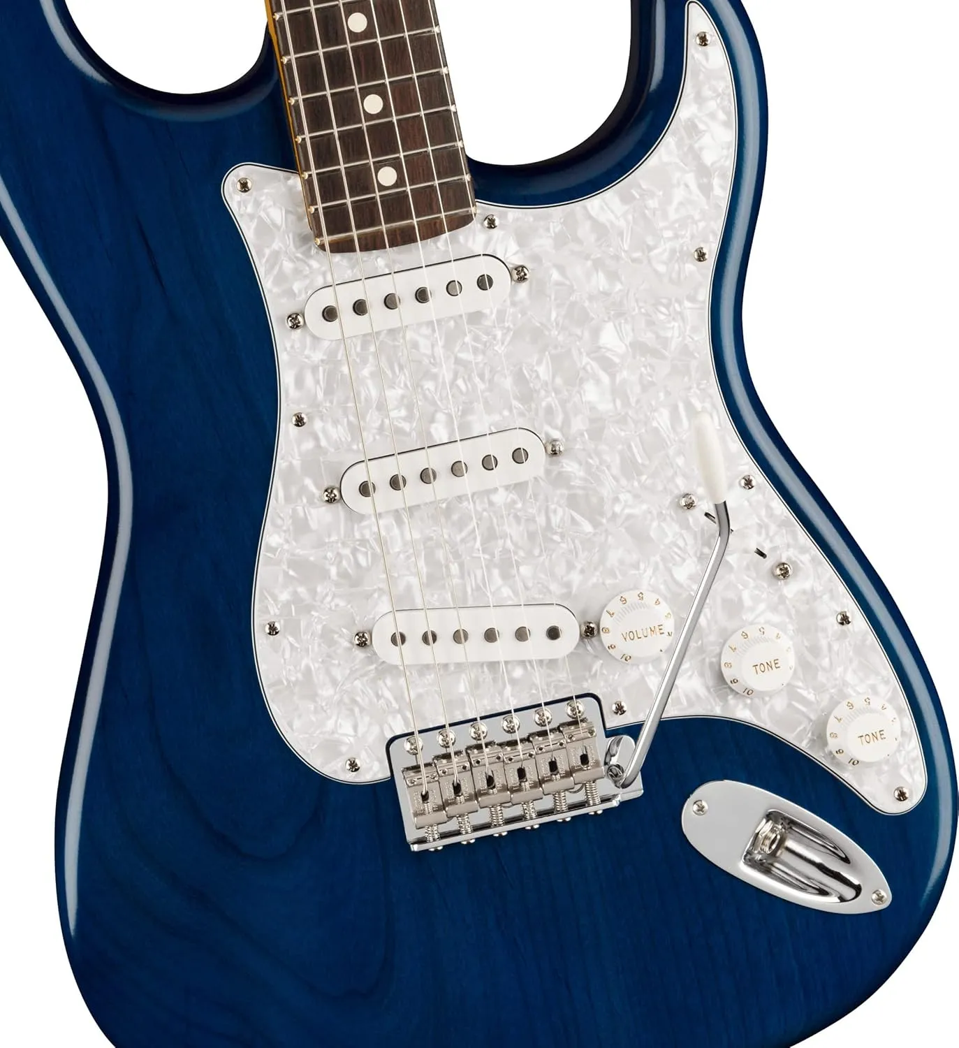 Fender Cory Wong Stratocaster - Sapphire Blue Transparent Bundle with Deluxe Case, Cable, Capo, Tuner, Strap, Strap Blocks, Picks, Fender Play Online Lessons, and Austin Bazaar Instructional DVD