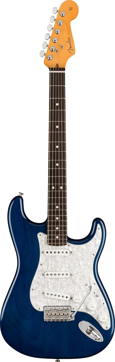 Fender Cory Wong Stratocaster - Sapphire Blue Transparent Bundle with Deluxe Case, Cable, Capo, Tuner, Strap, Strap Blocks, Picks, Fender Play Online Lessons, and Austin Bazaar Instructional DVD