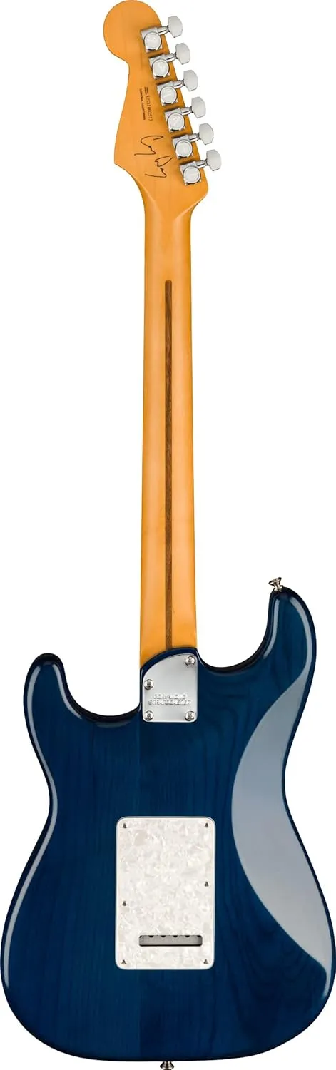 Fender Cory Wong Stratocaster - Sapphire Blue Transparent Bundle with Deluxe Case, Cable, Capo, Tuner, Strap, Strap Blocks, Picks, Fender Play Online Lessons, and Austin Bazaar Instructional DVD