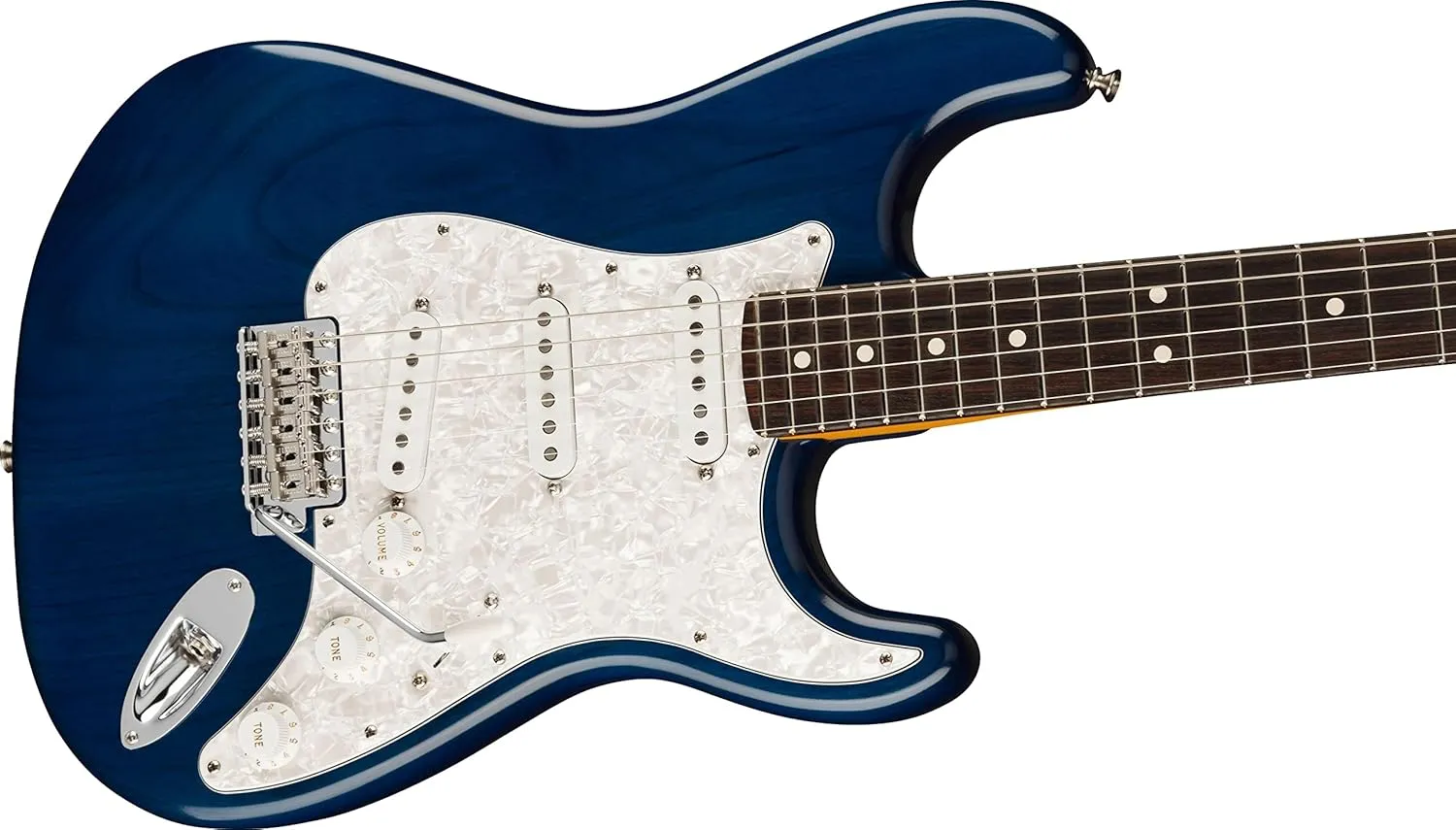 Fender Cory Wong Stratocaster - Sapphire Blue Transparent Bundle with Deluxe Case, Cable, Capo, Tuner, Strap, Strap Blocks, Picks, Fender Play Online Lessons, and Austin Bazaar Instructional DVD