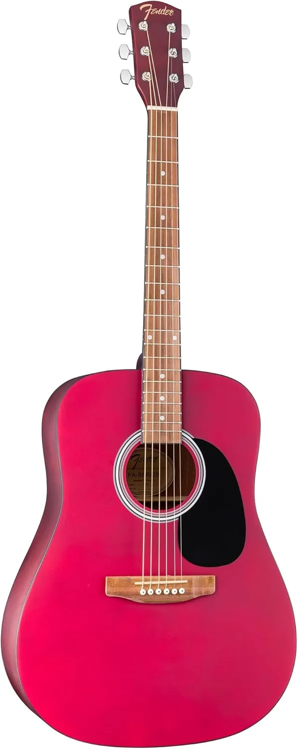 Fender FA Series Dreadnought Acoustic Guitar - Crimson Red Bundle with Gig Bag, Strings, Picks, and Austin Bazaar Instructional DVD