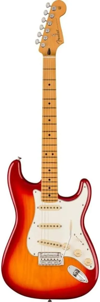 Fender Player II Stratocaster, Maple Fingerboard, Aged Cherry Burst Bundle with Fender FE620 Electric Guitar Gig Bag (Black), Fender 12-Pack Picks and Fender 10ft Instrument Cable