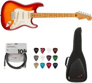 Fender Player II Stratocaster, Maple Fingerboard, Aged Cherry Burst Bundle with Fender FE620 Electric Guitar Gig Bag (Black), Fender 12-Pack Picks and Fender 10ft Instrument Cable