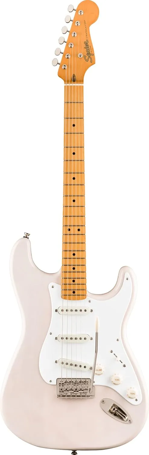 Fender Squier Classic Vibe '50s Stratocaster - White Bundle with Gig Bag, Instrument Cable, Tuner, Strap, Strings, Picks, Fender Play Online Lessons, and Austin Bazaar Instructional DVD