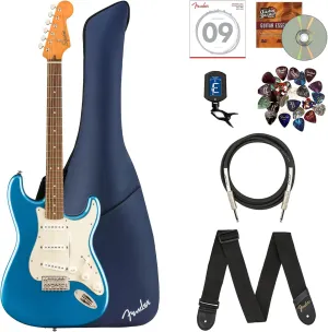Fender Squier Classic Vibe '60s Stratocaster - Lake Placid Blue Bundle with Gig Bag, Instrument Cable, Tuner, Strap, Strings, Picks, and Austin Bazaar Instructional DVD