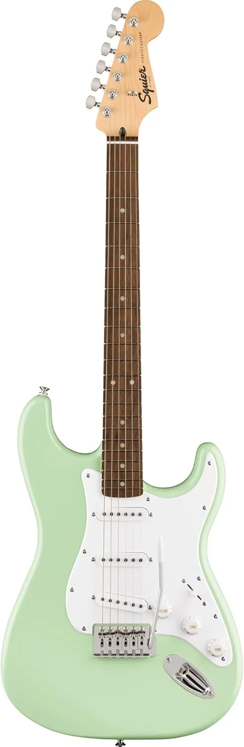 Fender Squier Sonic Stratocaster - Surf Green Bundle with Frontman 10g Amp, Gig Bag, Cable, Strap, Tuner, Fender Play, Picks, and Austin Bazaar Guitar DVD